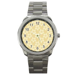 Gold Stars Pattern Sport Metal Watch by SpinnyChairDesigns