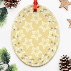 Gold Stars Pattern Oval Filigree Ornament (two Sides) by SpinnyChairDesigns