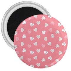 Cute Pink And White Hearts 3  Magnets by SpinnyChairDesigns