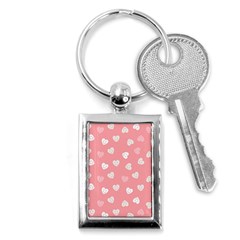 Cute Pink And White Hearts Key Chain (rectangle) by SpinnyChairDesigns