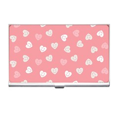 Cute Pink And White Hearts Business Card Holder by SpinnyChairDesigns