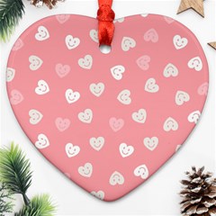 Cute Pink And White Hearts Heart Ornament (two Sides) by SpinnyChairDesigns