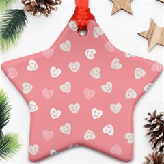 Cute Pink And White Hearts Star Ornament (two Sides) by SpinnyChairDesigns