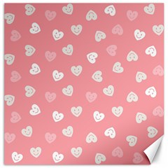 Cute Pink And White Hearts Canvas 12  X 12  by SpinnyChairDesigns