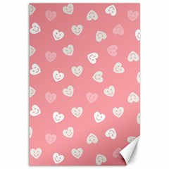 Cute Pink And White Hearts Canvas 12  X 18  by SpinnyChairDesigns