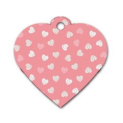 Cute Pink And White Hearts Dog Tag Heart (two Sides) by SpinnyChairDesigns