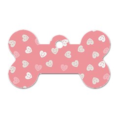 Cute Pink And White Hearts Dog Tag Bone (one Side) by SpinnyChairDesigns