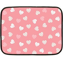 Cute Pink And White Hearts Fleece Blanket (mini) by SpinnyChairDesigns