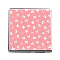 Cute Pink And White Hearts Memory Card Reader (square 5 Slot) by SpinnyChairDesigns