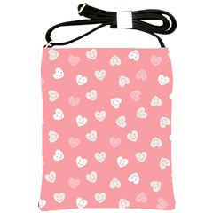 Cute Pink And White Hearts Shoulder Sling Bag by SpinnyChairDesigns