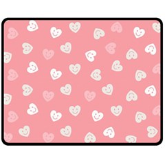 Cute Pink And White Hearts Fleece Blanket (medium)  by SpinnyChairDesigns