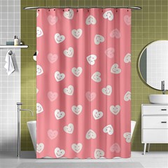 Cute Pink And White Hearts Shower Curtain 48  X 72  (small)  by SpinnyChairDesigns