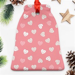 Cute Pink And White Hearts Ornament (bell) by SpinnyChairDesigns