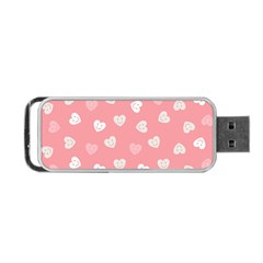 Cute Pink And White Hearts Portable Usb Flash (one Side) by SpinnyChairDesigns