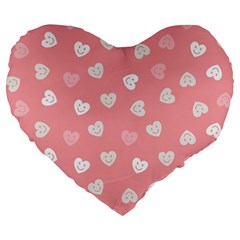 Cute Pink And White Hearts Large 19  Premium Heart Shape Cushions by SpinnyChairDesigns