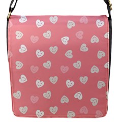 Cute Pink And White Hearts Flap Closure Messenger Bag (s) by SpinnyChairDesigns