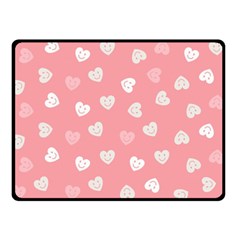 Cute Pink And White Hearts Double Sided Fleece Blanket (small)  by SpinnyChairDesigns