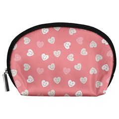 Cute Pink And White Hearts Accessory Pouch (large) by SpinnyChairDesigns