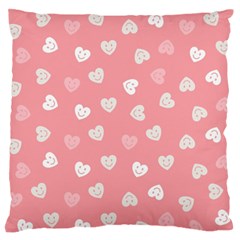 Cute Pink And White Hearts Large Flano Cushion Case (one Side) by SpinnyChairDesigns