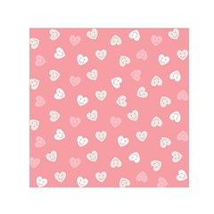 Cute Pink And White Hearts Small Satin Scarf (square) by SpinnyChairDesigns