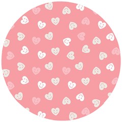 Cute Pink And White Hearts Wooden Puzzle Round by SpinnyChairDesigns