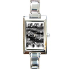 Black And White Abstract Grunge Stripes Rectangle Italian Charm Watch by SpinnyChairDesigns