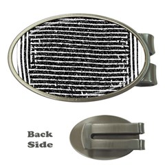 Black And White Abstract Grunge Stripes Money Clips (oval)  by SpinnyChairDesigns