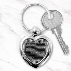 Black And White Abstract Grunge Stripes Key Chain (heart) by SpinnyChairDesigns