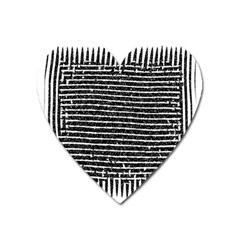 Black And White Abstract Grunge Stripes Heart Magnet by SpinnyChairDesigns