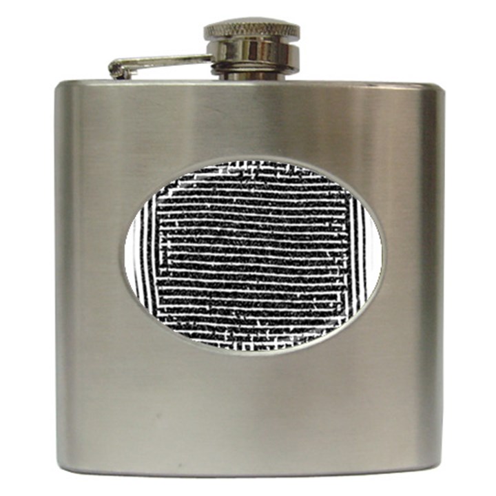 Black and White Abstract Grunge Stripes Hip Flask (6 oz)