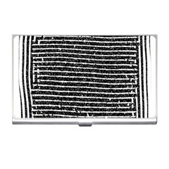 Black And White Abstract Grunge Stripes Business Card Holder by SpinnyChairDesigns