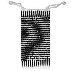 Black And White Abstract Grunge Stripes Jewelry Bag by SpinnyChairDesigns