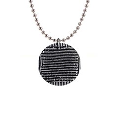 Black And White Abstract Grunge Stripes 1  Button Necklace by SpinnyChairDesigns