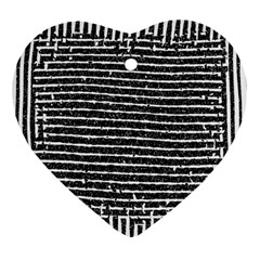 Black And White Abstract Grunge Stripes Heart Ornament (two Sides) by SpinnyChairDesigns