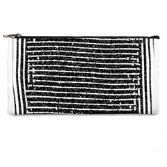 Black And White Abstract Grunge Stripes Pencil Case by SpinnyChairDesigns