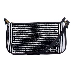 Black And White Abstract Grunge Stripes Shoulder Clutch Bag by SpinnyChairDesigns