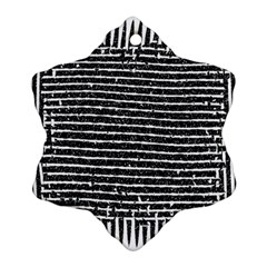 Black And White Abstract Grunge Stripes Ornament (snowflake) by SpinnyChairDesigns