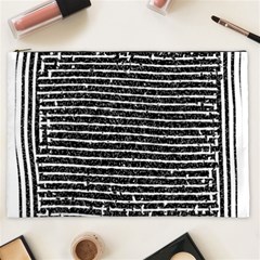 Black And White Abstract Grunge Stripes Cosmetic Bag (xxl) by SpinnyChairDesigns