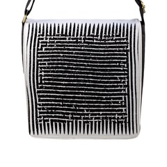 Black And White Abstract Grunge Stripes Flap Closure Messenger Bag (l) by SpinnyChairDesigns