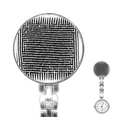 Black And White Abstract Grunge Stripes Stainless Steel Nurses Watch by SpinnyChairDesigns