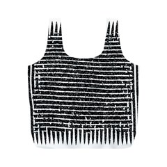 Black And White Abstract Grunge Stripes Full Print Recycle Bag (m) by SpinnyChairDesigns