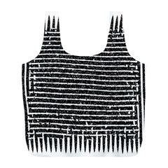 Black And White Abstract Grunge Stripes Full Print Recycle Bag (l) by SpinnyChairDesigns