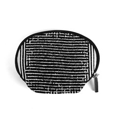 Black And White Abstract Grunge Stripes Accessory Pouch (small) by SpinnyChairDesigns