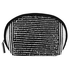 Black And White Abstract Grunge Stripes Accessory Pouch (large) by SpinnyChairDesigns