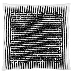 Black And White Abstract Grunge Stripes Large Flano Cushion Case (one Side) by SpinnyChairDesigns