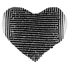 Black And White Abstract Grunge Stripes Large 19  Premium Flano Heart Shape Cushions by SpinnyChairDesigns