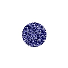 Blue White Paisley Intricate Swirls 1  Mini Magnets by SpinnyChairDesigns