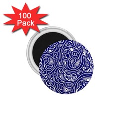 Blue White Paisley Intricate Swirls 1 75  Magnets (100 Pack)  by SpinnyChairDesigns