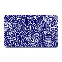 Blue White Paisley Intricate Swirls Magnet (rectangular) by SpinnyChairDesigns