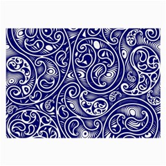 Blue White Paisley Intricate Swirls Large Glasses Cloth by SpinnyChairDesigns